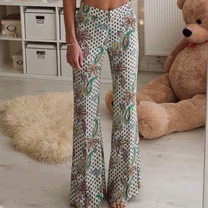 Zara  Paisley Floral Print Flared Trousers
